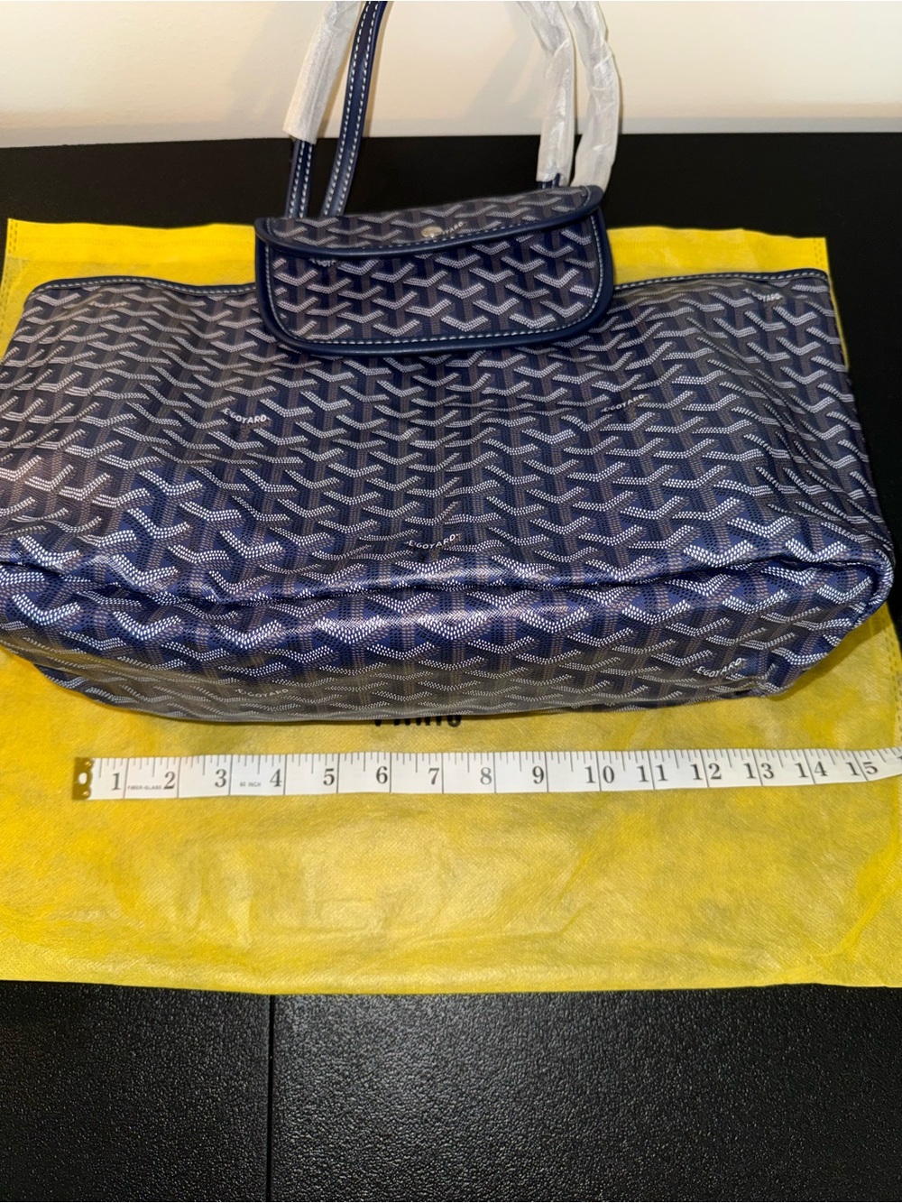Saint Louis Style Blue Patterned Tote with Signature Chevron Motif - Picture 4 of 7